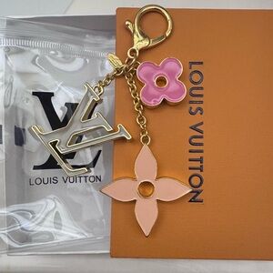 Louis Vuitton Pink and Gold Floral Key Chain